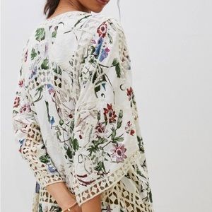 Anthropologie Clea Crochet Floral-Print Kimono